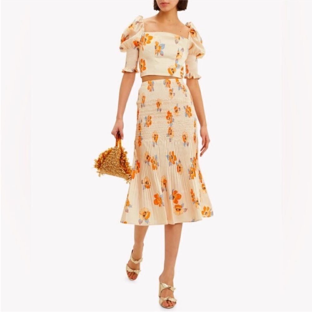 NICHOLAS Orange Multi Floral Skirt, US0